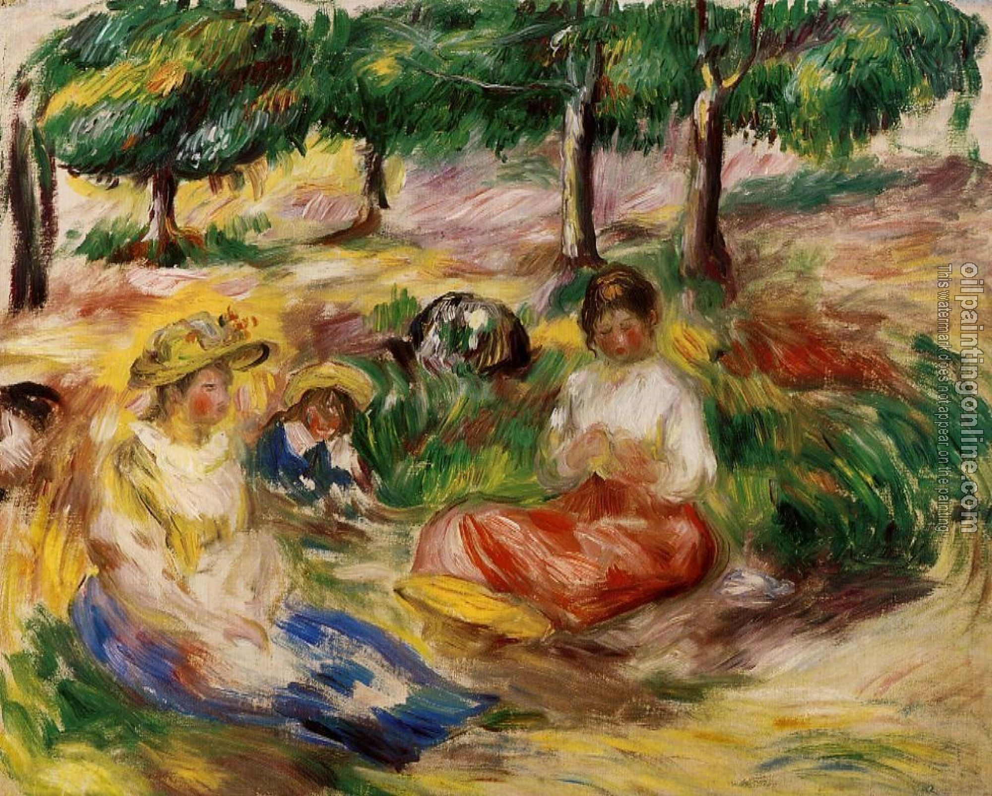 Renoir, Pierre Auguste - Three Young Girls Sitting in the Grass